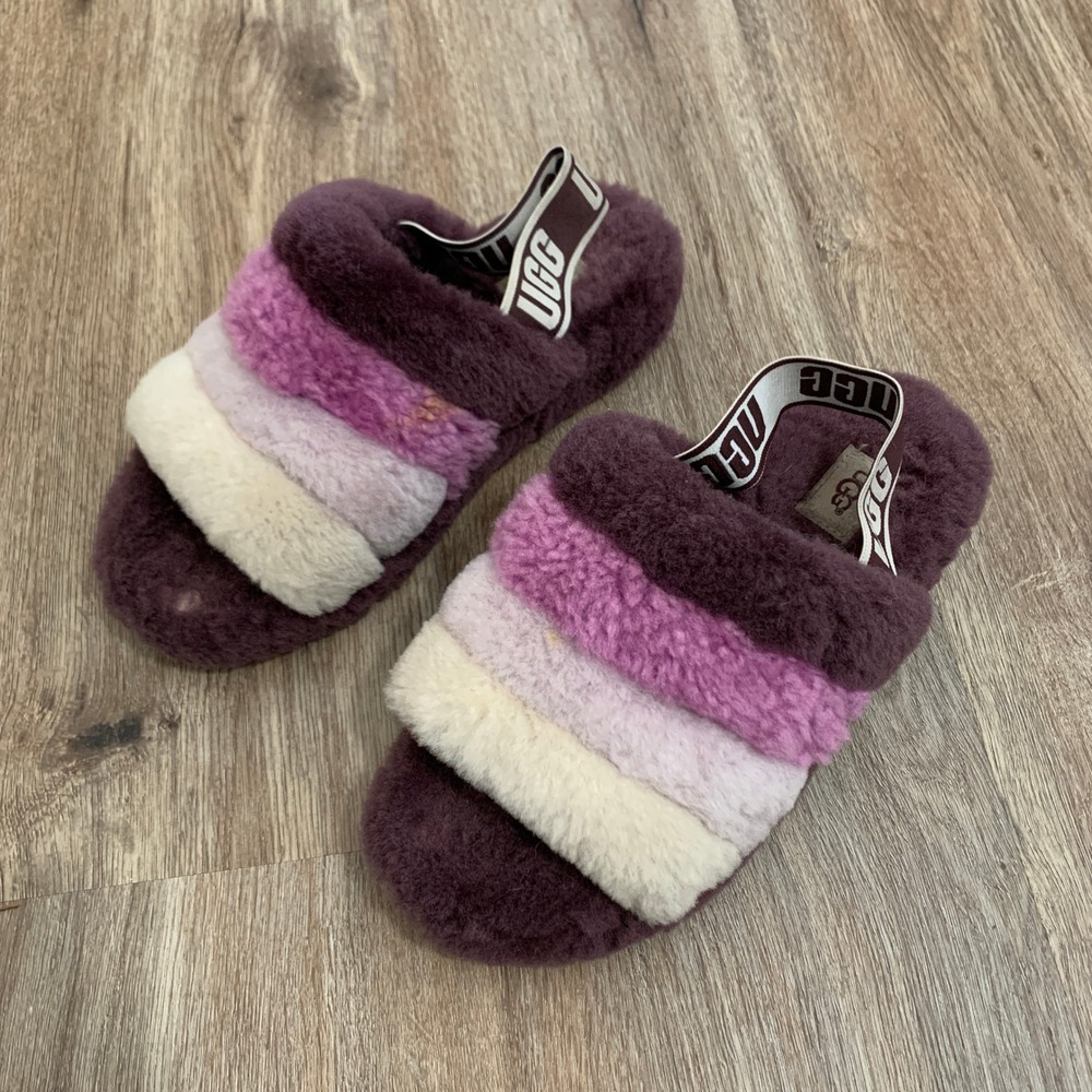 UGG Fluff Yeah Slipped Platform‎ Slides in purple berrylicious - size 7 womens